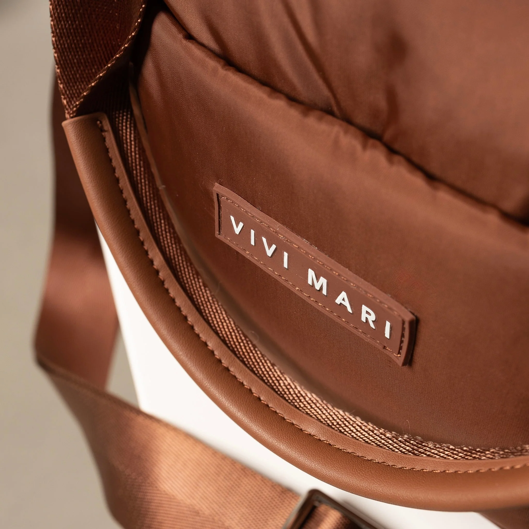 padded tote bag small + strap basic woven slim - tan - Image 6